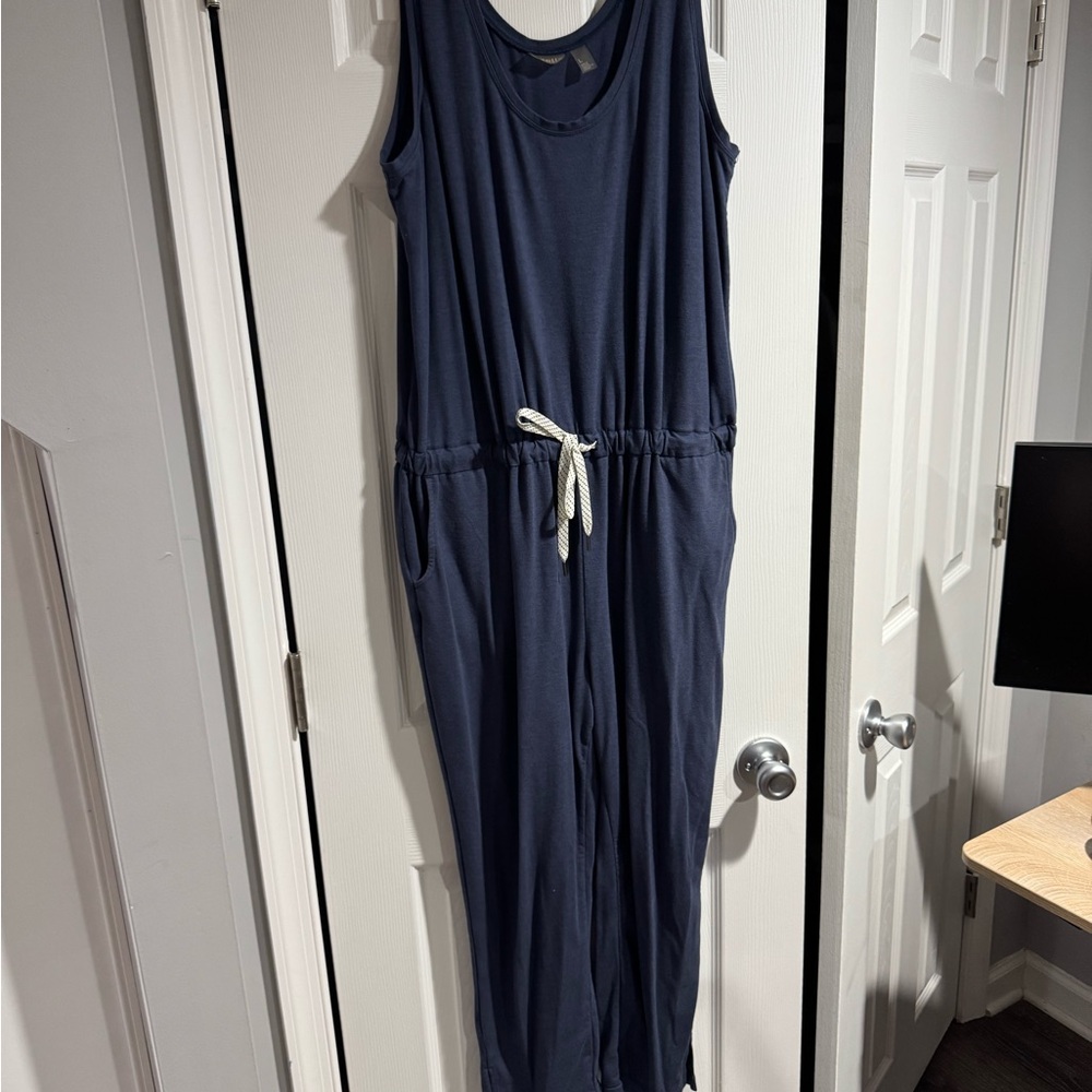 Zella Navy Blue Sleeveless Drawstring Jumpsuit